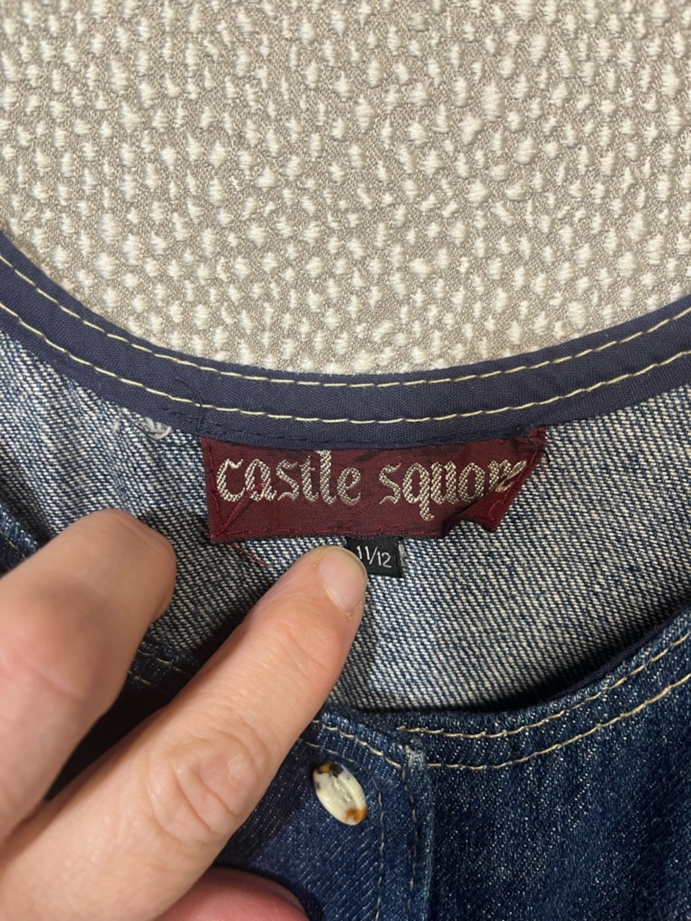 11/12 Vintage Castle Square Denim Jumper Dress - Picture 7 of 8